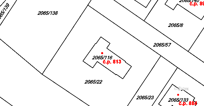 Vřesina 813 na parcele st. 2065/116 v KÚ Vřesina u Bílovce, Katastrální mapa
