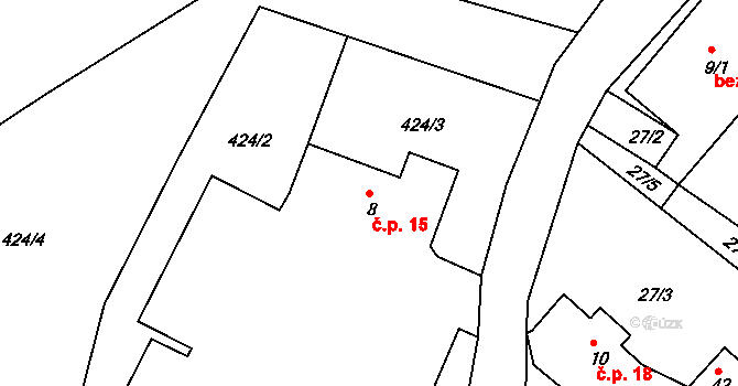 Doubrava 15, Lipová na parcele st. 8 v KÚ Doubrava u Lipové, Katastrální mapa