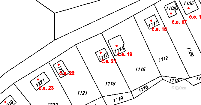 Hvozdná 21 na parcele st. 1117 v KÚ Hvozdná, Katastrální mapa