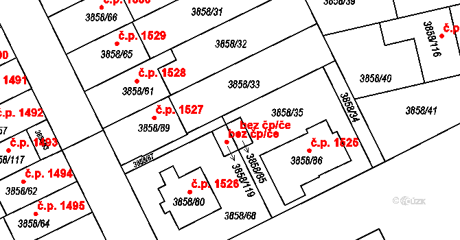 Chotěboř 38720833 na parcele st. 3858/85 v KÚ Chotěboř, Katastrální mapa