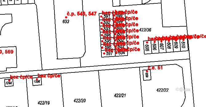 Svitavy 40142833 na parcele st. 597 v KÚ Čtyřicet Lánů, Katastrální mapa