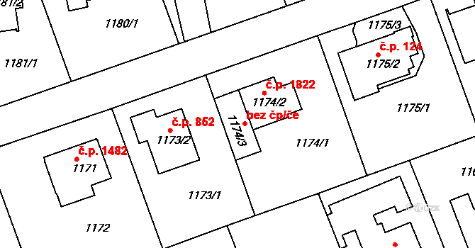 Praha 41299833 na parcele st. 1174/3 v KÚ Modřany, Katastrální mapa