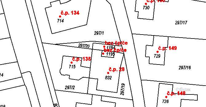 Broumov 42752833 na parcele st. 1195 v KÚ Broumov, Katastrální mapa