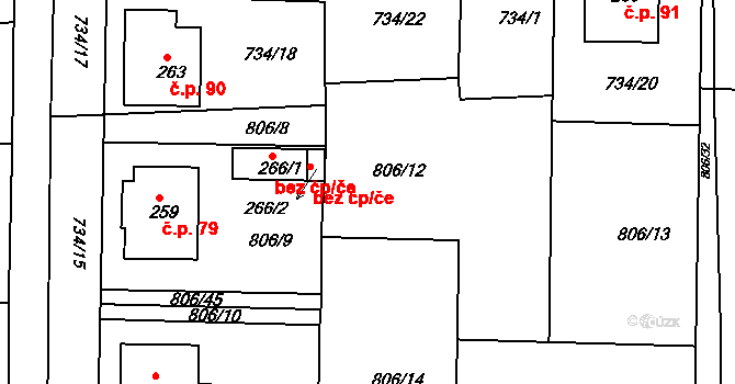 Zámrsk 45541833 na parcele st. 266/2 v KÚ Zámrsk, Katastrální mapa