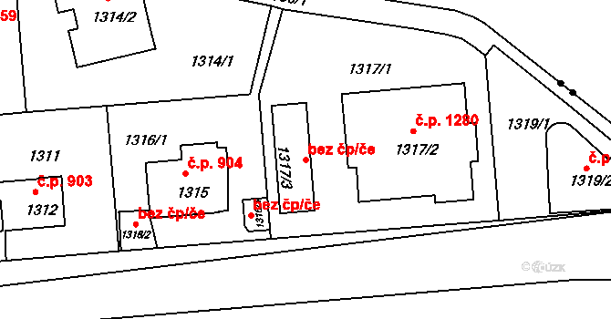 Praha 46710833 na parcele st. 1317/3 v KÚ Braník, Katastrální mapa