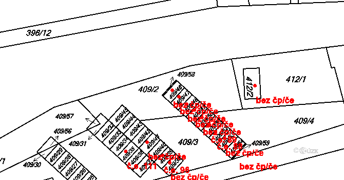 Radonice 47682833 na parcele st. 409/46 v KÚ Radonice u Kadaně, Katastrální mapa
