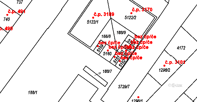 Břeclav 48052833 na parcele st. 5159 v KÚ Břeclav, Katastrální mapa