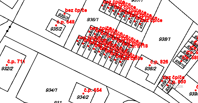 Ústí nad Labem 49458833 na parcele st. 937/6 v KÚ Bukov, Katastrální mapa