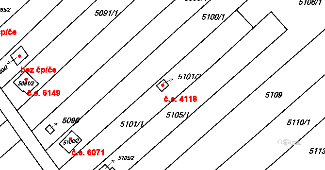 Znojmo 4118 na parcele st. 5101/2 v KÚ Znojmo-město, Katastrální mapa