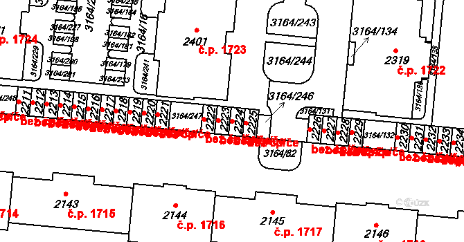 Uherské Hradiště 49904833 na parcele st. 2224 v KÚ Mařatice, Katastrální mapa