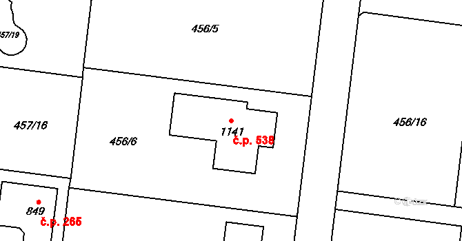 Ohrobec 538 na parcele st. 1141 v KÚ Ohrobec, Katastrální mapa