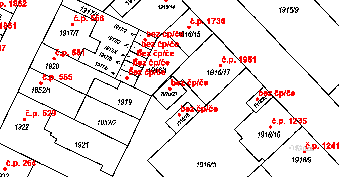 Opava 53994833 na parcele st. 1916/21 v KÚ Opava-Předměstí, Katastrální mapa