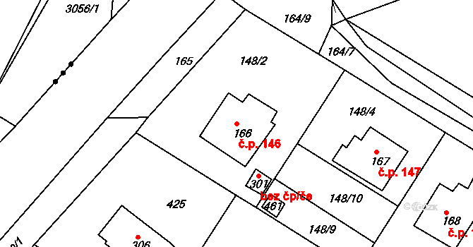 Dolní Bělá 146 na parcele st. 166 v KÚ Dolní Bělá, Katastrální mapa
