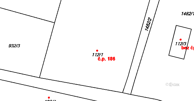 Karlštejn 186 na parcele st. 112/1 v KÚ Poučník, Katastrální mapa
