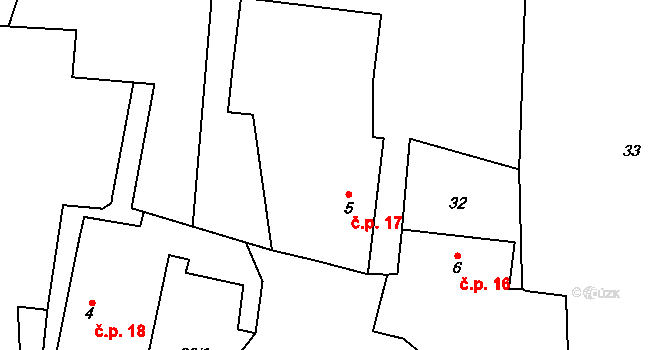 Libosváry 17, Vidice na parcele st. 5 v KÚ Libosváry, Katastrální mapa