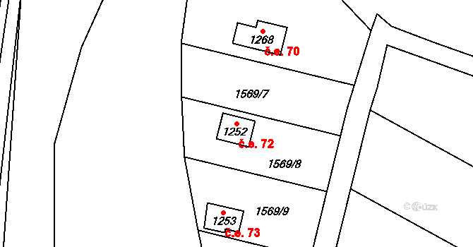 Tovačov I-Město 72, Tovačov na parcele st. 1252 v KÚ Tovačov, Katastrální mapa