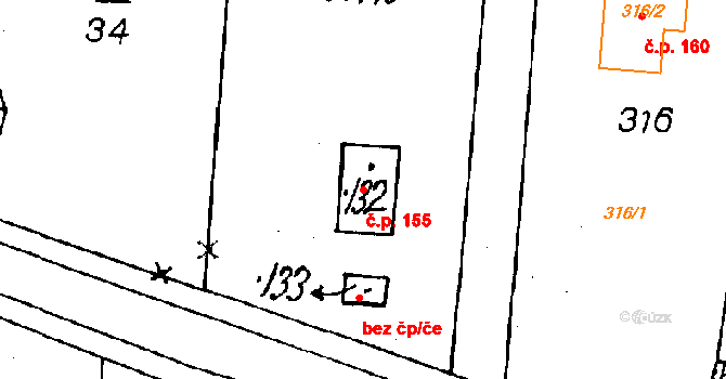 Dolní Sekyřany 155, Heřmanova Huť na parcele st. 290/32 v KÚ Dolní Sekyřany, Katastrální mapa