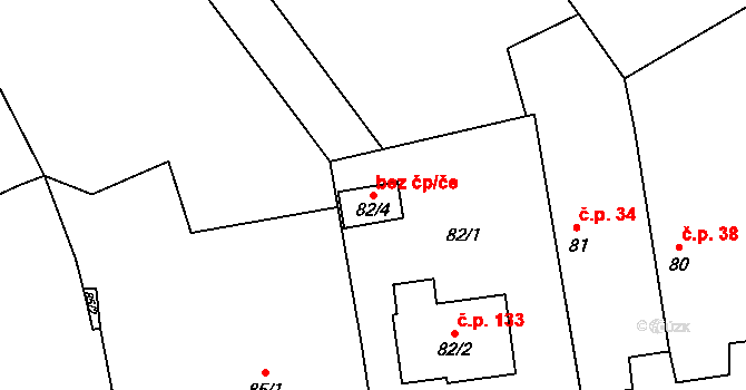 Borotice 88385833 na parcele st. 82/4 v KÚ Borotice nad Jevišovkou, Katastrální mapa