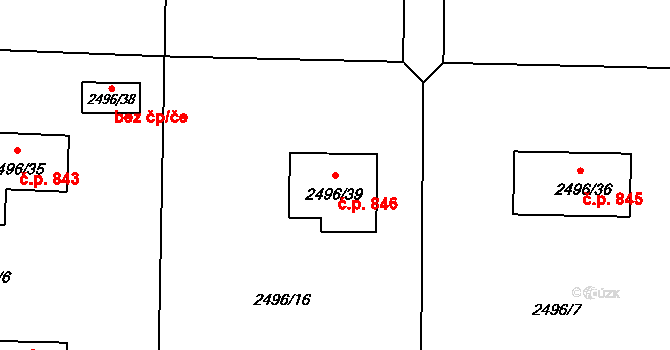 Horní Těrlicko 846, Těrlicko na parcele st. 2496/39 v KÚ Horní Těrlicko, Katastrální mapa