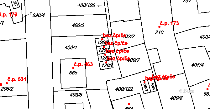 Zlín 94066833 na parcele st. 1262 v KÚ Prštné, Katastrální mapa