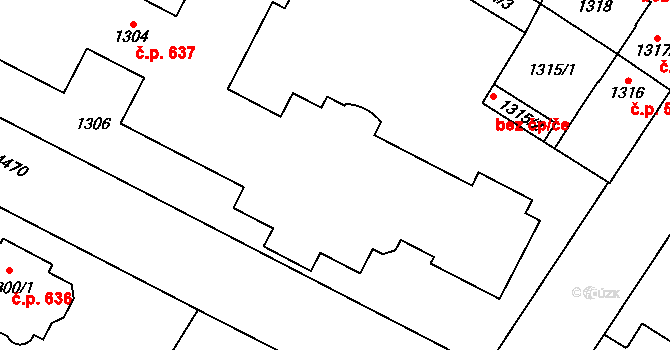 Chotěboř 637 na parcele st. 1304 v KÚ Chotěboř, Katastrální mapa
