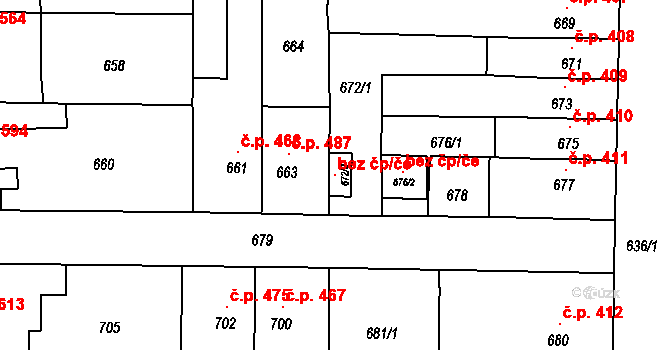 Střelice 115359834 na parcele st. 672/2 v KÚ Střelice u Brna, Katastrální mapa