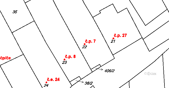 Biskoupky 7, Sebečice na parcele st. 22 v KÚ Biskoupky, Katastrální mapa
