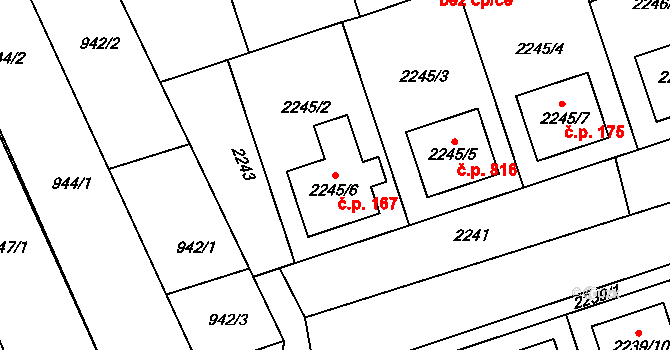 Lužice 167 na parcele st. 2245/6 v KÚ Lužice u Hodonína, Katastrální mapa