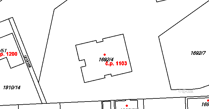 Třeboň II 1103, Třeboň na parcele st. 1692/4 v KÚ Třeboň, Katastrální mapa