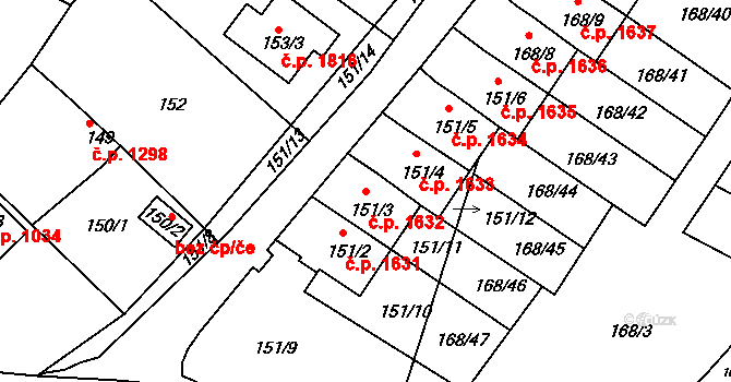 Děčín IV-Podmokly 1632, Děčín na parcele st. 151/3 v KÚ Podmokly, Katastrální mapa