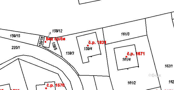 Tachov 1831 na parcele st. 159/4 v KÚ Tachov, Katastrální mapa