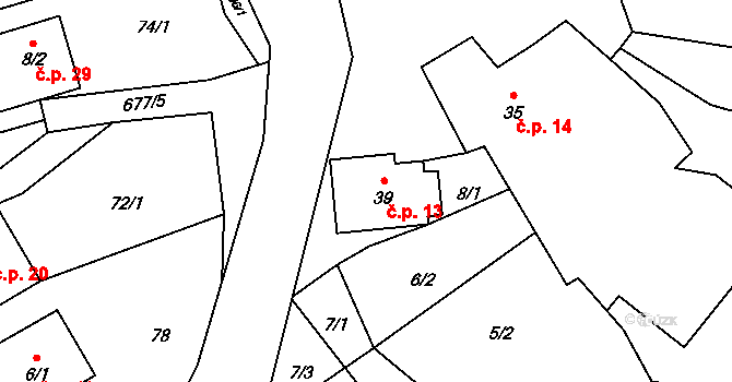 Chmelná 13 na parcele st. 39 v KÚ Chmelná u Vlašimi, Katastrální mapa