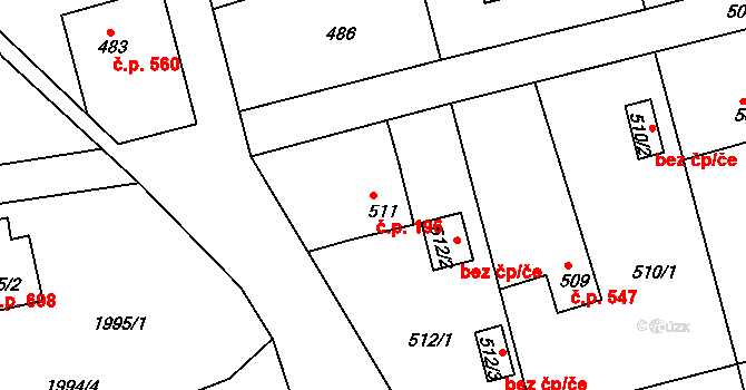 Volyně 196 na parcele st. 511 v KÚ Volyně, Katastrální mapa