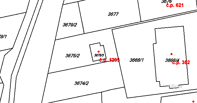 Frýdlant 1293, Frýdlant nad Ostravicí na parcele st. 3675/3 v KÚ Frýdlant nad Ostravicí, Katastrální mapa