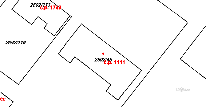 Braník 1111, Praha na parcele st. 2692/43 v KÚ Braník, Katastrální mapa