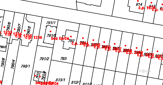 Záběhlice 2065, Praha na parcele st. 794 v KÚ Záběhlice, Katastrální mapa