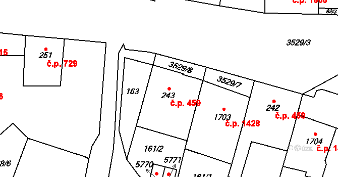 Dvůr Králové nad Labem 459 na parcele st. 243 v KÚ Dvůr Králové nad Labem, Katastrální mapa