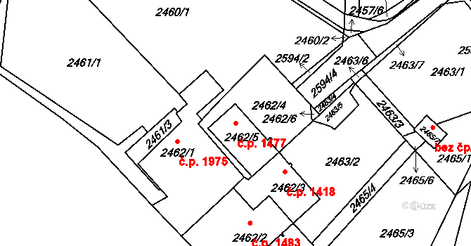 České Budějovice 6 1477, České Budějovice na parcele st. 2462/5 v KÚ České Budějovice 6, Katastrální mapa