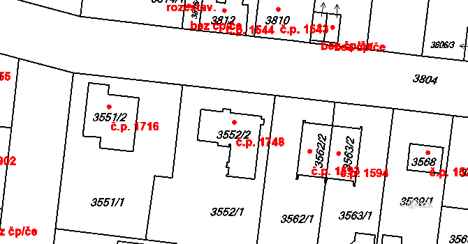 České Budějovice 7 1748, České Budějovice na parcele st. 3552/2 v KÚ České Budějovice 7, Katastrální mapa