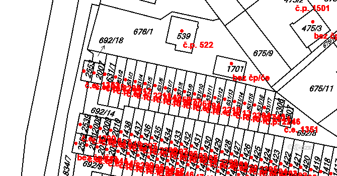 Sezimovo Ústí 2277 na parcele st. 631/7 v KÚ Sezimovo Ústí, Katastrální mapa