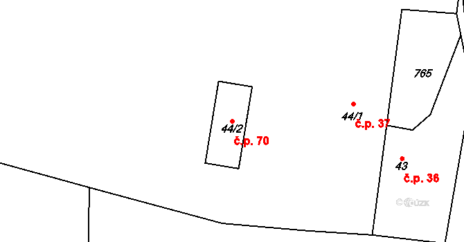Trnov 70 na parcele st. 44/2 v KÚ Trnov, Katastrální mapa