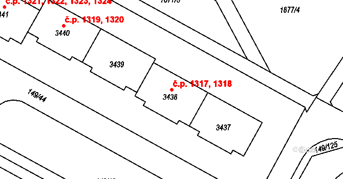 Bolevec 1317,1318, Plzeň na parcele st. 3437 v KÚ Bolevec, Katastrální mapa