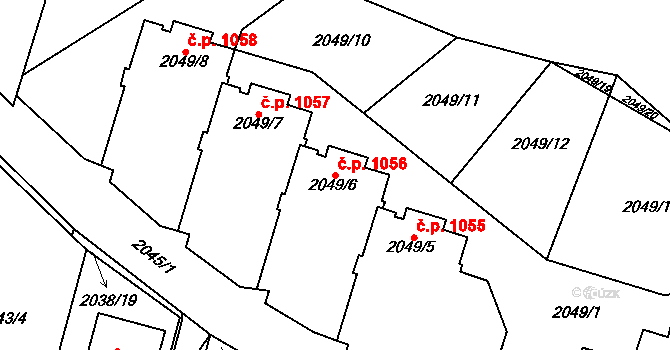 Bludovice 1056, Havířov na parcele st. 2049/6 v KÚ Bludovice, Katastrální mapa