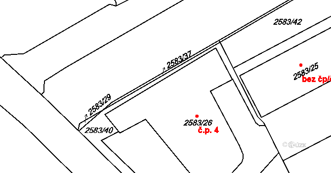 Rychnov nad Kněžnou 4 na parcele st. 2583/26 v KÚ Rychnov nad Kněžnou, Katastrální mapa