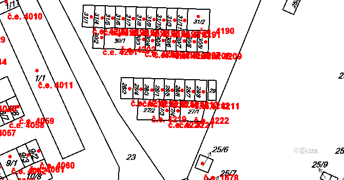 Kadaň 4214 na parcele st. 28/5 v KÚ Bystřice u Kadaně, Katastrální mapa