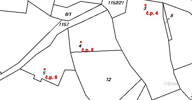 Kadešice 5, Žihobce na parcele st. 4 v KÚ Kadešice, Katastrální mapa