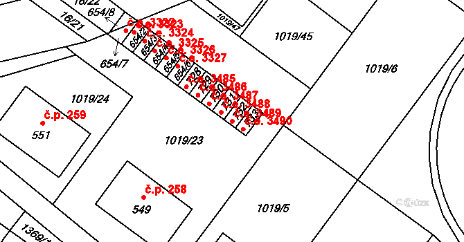 Kudlov 3489, Zlín na parcele st. 732 v KÚ Kudlov, Katastrální mapa