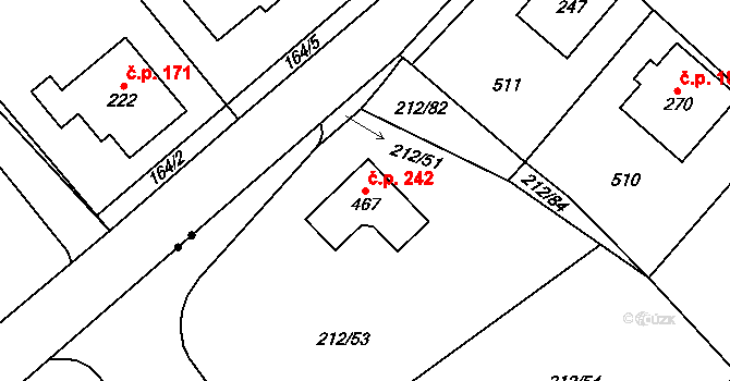 Perštejn 242 na parcele st. 467 v KÚ Černýš, Katastrální mapa