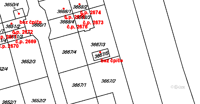 Frýdek-Místek 40324834 na parcele st. 3667/5 v KÚ Frýdek, Katastrální mapa