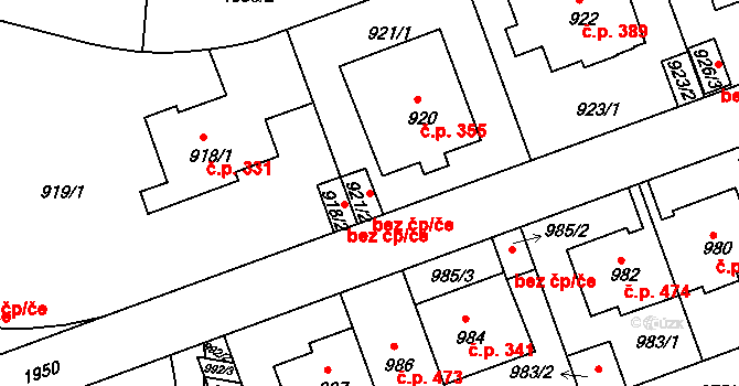 Praha 40376834 na parcele st. 921/2 v KÚ Podolí, Katastrální mapa